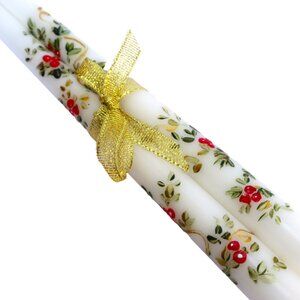 NEW Hand Painted Holly Berry Garland Christmas Candles Classic Holiday Decor